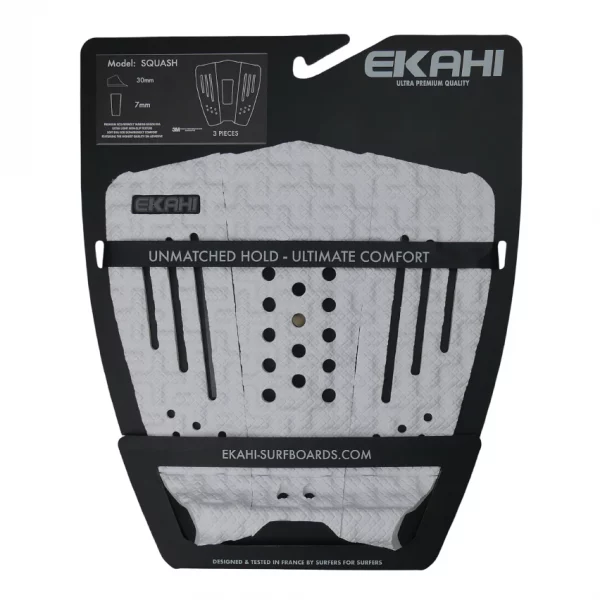 View of a White Squash Cushioned Surf Traction Pad in the packaging