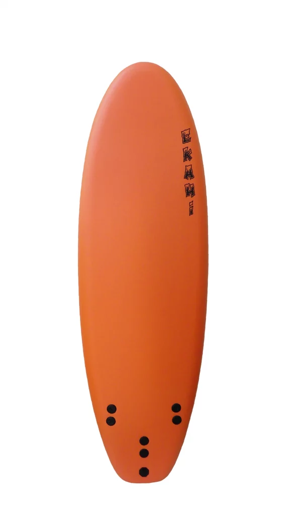 Ekahi 6ft soft-top surfboard, orange hull with green deck