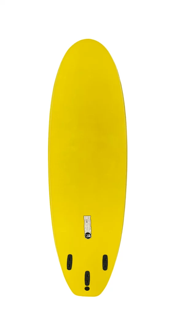 Ekahi 6 Yellow carbon surfboard, yellow deck, bottom view
