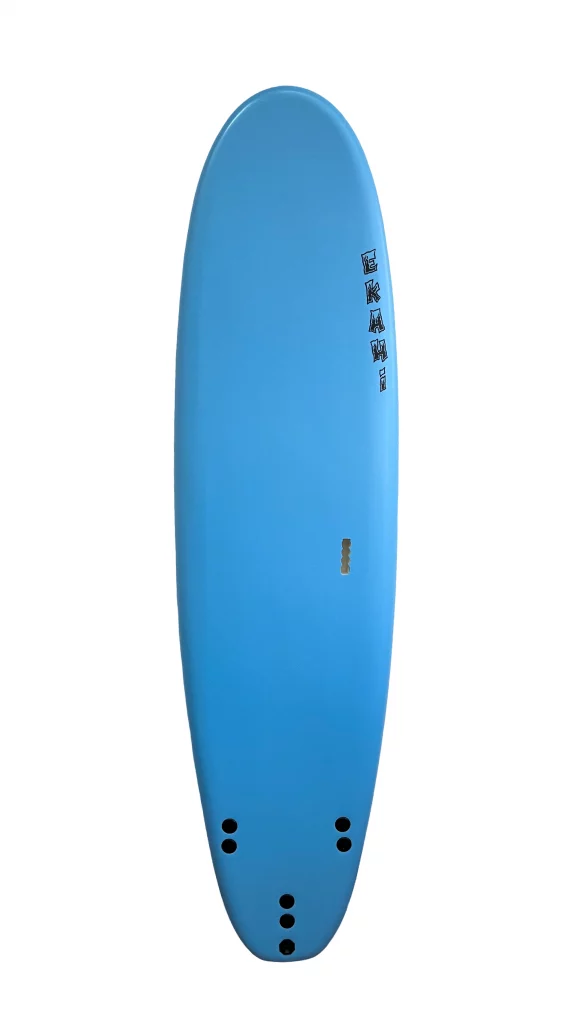 Ekahi 7 carbon surfboard, blue deck, top deck view