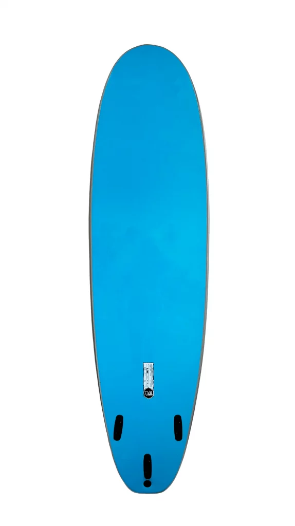 Ekahi 7 Blue carbon surfboard, grey deck, bottom view