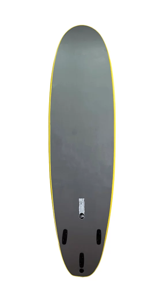 Ekahi 7ft soft-top surfboard, yellow hull with grey deck