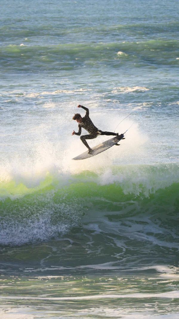 Ekahi Channels Air carbon surfboard, grey deck, product photo