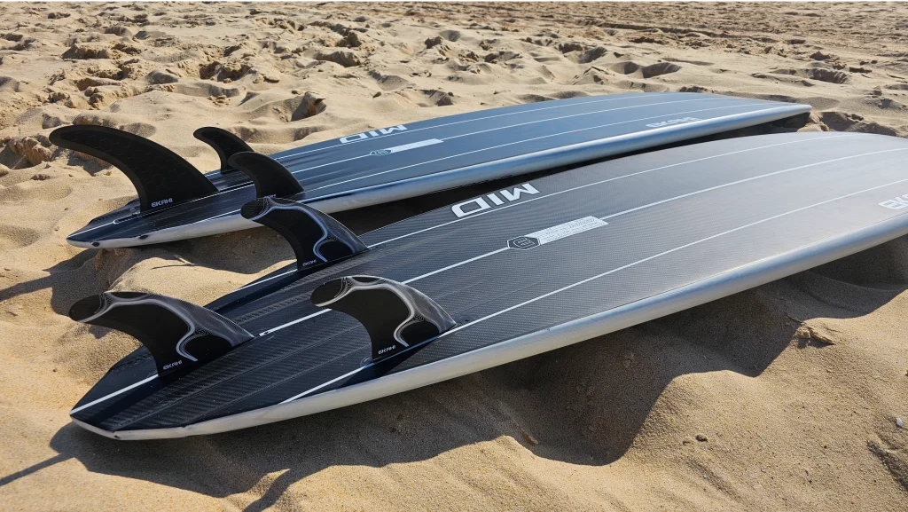 EKAHI MID carbon mid length surfboard – grey bottom