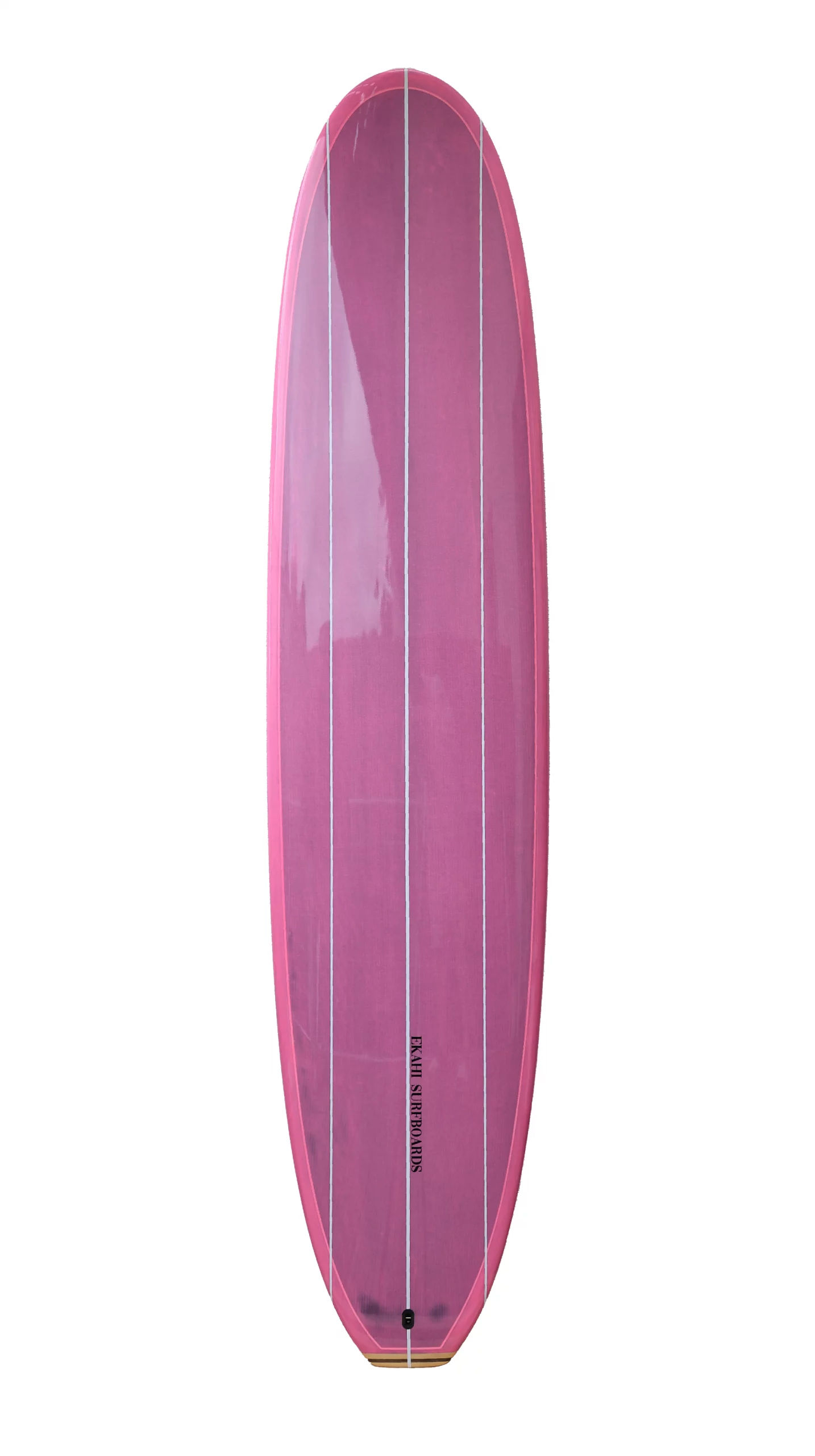 Top view of a pink carbon Single 8'0 classic longboard, available in 9'1.