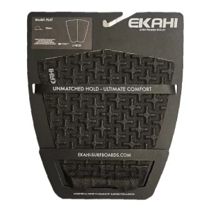 View of a black traction pad in the packaging with + pattern and a 30mm medium kick tail.
