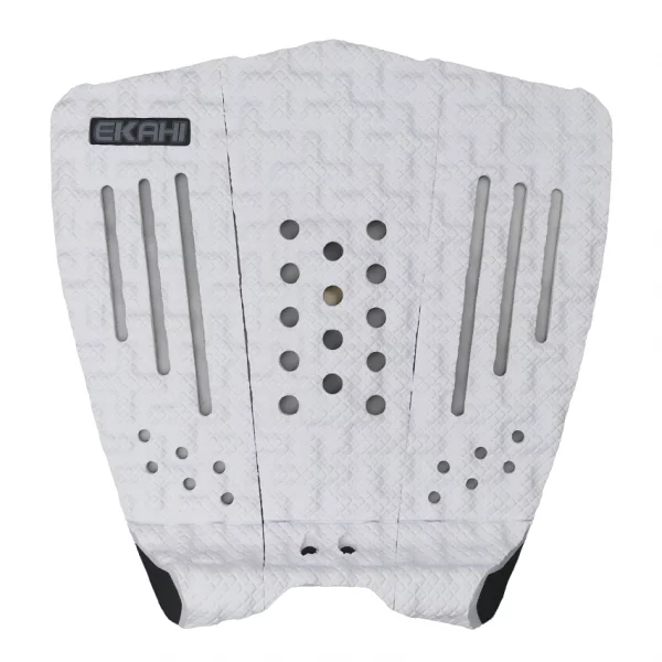 View of a White Squash Cushioned Surf Traction Pad in + pattern