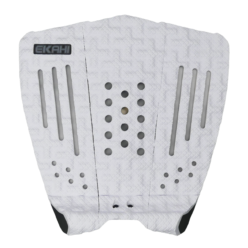 View of a White Squash Cushioned Surf Traction Pad in + pattern