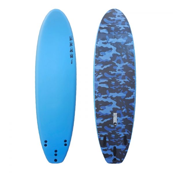 6'6 - Blue / Blue Camo - 6'6 x 21" x 3" (52L) - Removable Fins Included