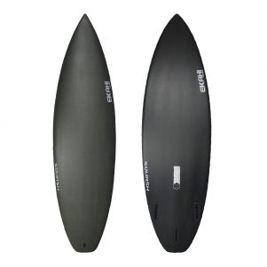 Top and bottom view of Ekahi Squash surfboard for carbon kevlar thruster, available in 5’10, 5’8, 5’9.