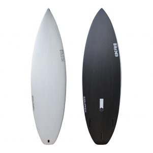 Top and bottom view of Ekahi white vacuum bagging Squash performance surfboard, available in 5’10, 5’11, 5’8, 5’9, 6’1, 6’2