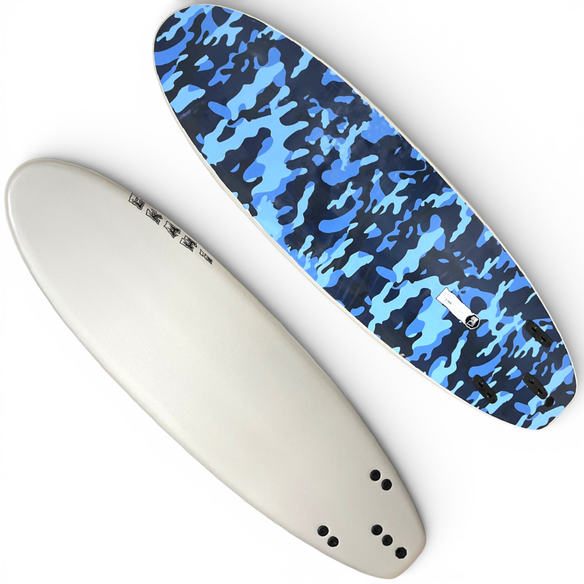 5'6 - Grey / Blue Camo - 5'6 x 21" x 2 1/2" (36L) - Removable Fins Included