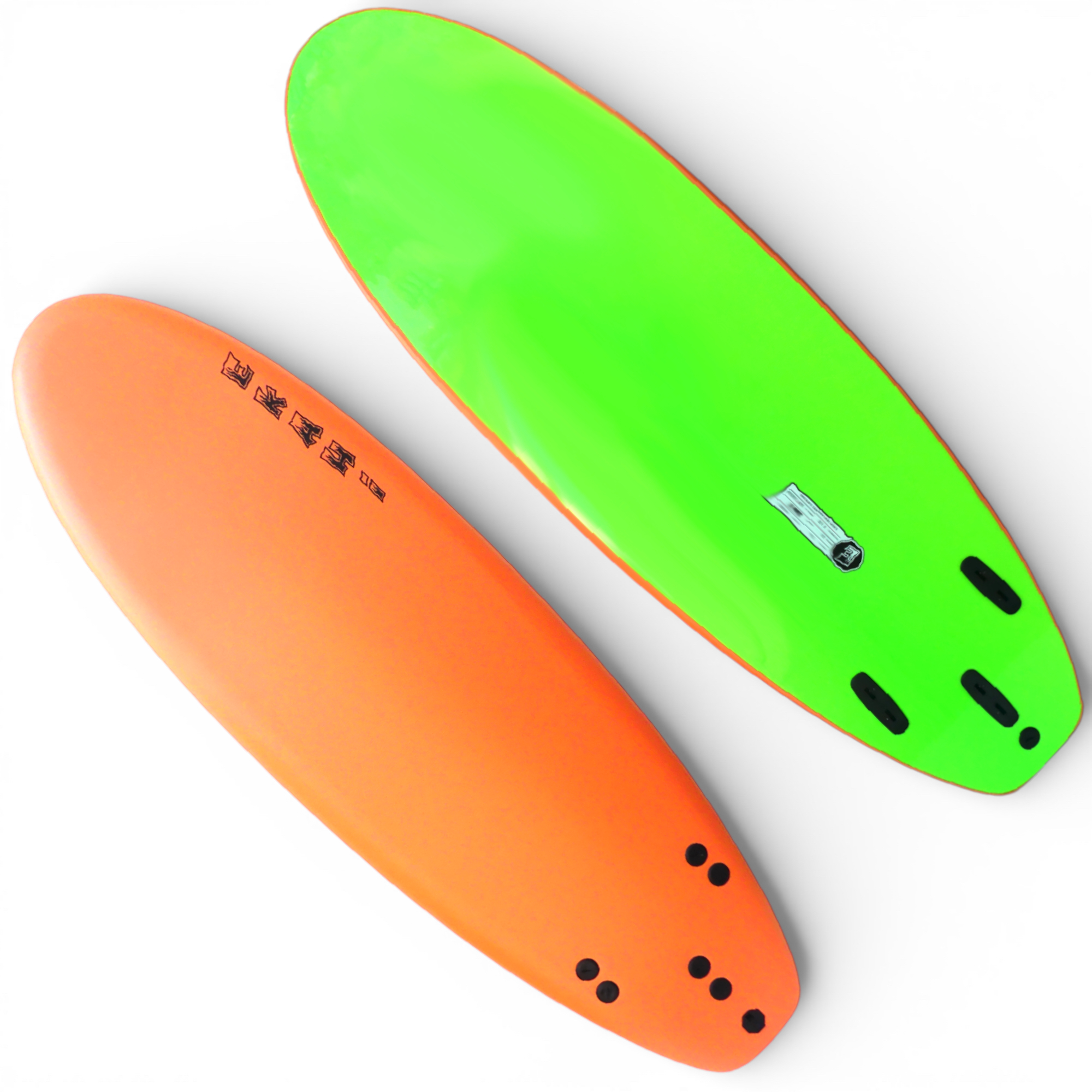 5'6 - Orange / Green - 5'6 x 21" x 2 1/2" (36L) - Removable Fins Included